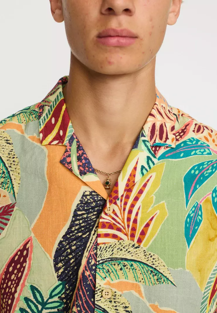 Revolution Jungle Kurzarm Cuban Shirt Hemd orange